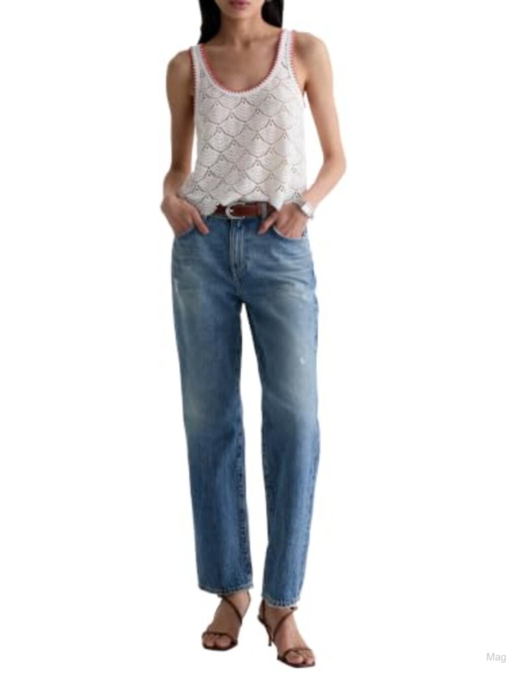 Straight Leg Mid Rise Jeans 100% Cotton Rigid Denim